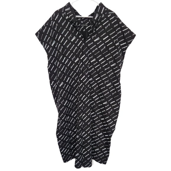 Authentic BALENCIAGA Logomania‎ Allover Poplin Black Dress 42 US10 - Picture 1 of 14
